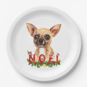 Watercolor Chihuahua Weihnachten Weihnachten Pappteller