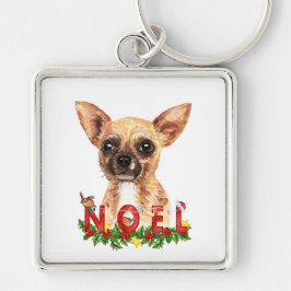 Watercolor Chihuahua Weihnachten Weihnachten Schlüsselanhänger