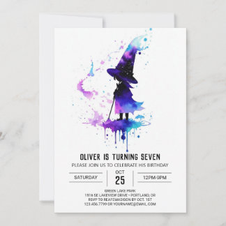 Watercolor Children Wizardour Geburtstag Einladung