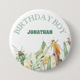 Watercolor Child's Bug Insect Birthday Boy Button
