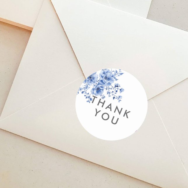 Watercolor Chinoiserie Floral Round Sticker (Créateur téléchargé)