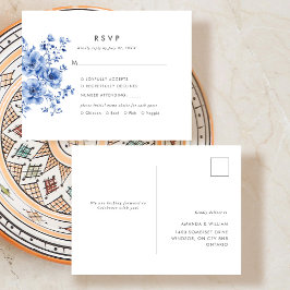 Watercolor Chinoiserie Floral RSVP Response Ankündigungspostkarte