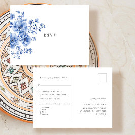 Watercolor Chinoiserie Floral RSVP Response Ankündigungspostkarte
