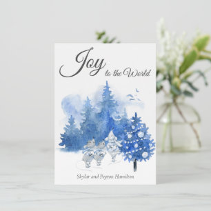 Watercolor Christmas Blue Elegante Singmouse