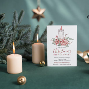 Watercolor Christmas Candle Invitation