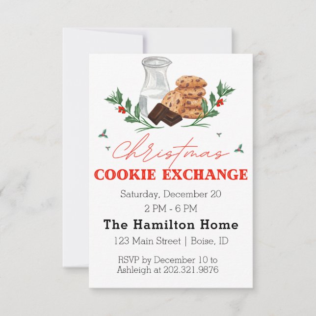 Watercolor Christmas Cookie Exchange Party Einladu Einladung (Vorderseite)
