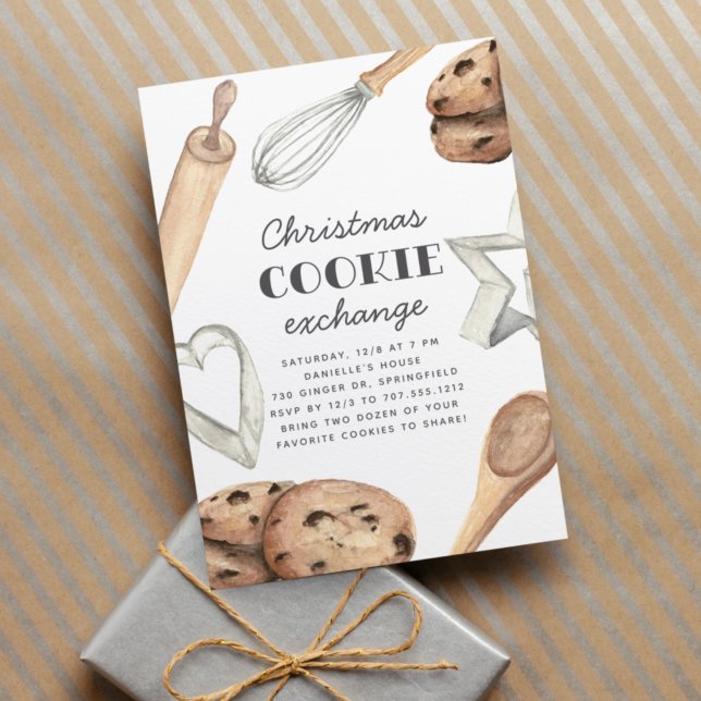 Watercolor Christmas Cookie Exchange Party Einladung (Von Creator hochgeladen)