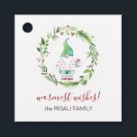 Watercolor Christmas Gnome Geschenkanhänger<br><div class="desc">Diese niedlichen Weihnachtsgeschenktafeln zeigen meine originalen Aquarellbilder eines Weihnachtsgnoms in Rot- und Grüntönen mit einem tropisch rosa Flamingo-Shirt. Benutzen Sie sie für Urlaubsgeschenke,  danke und Weihnachtsfavoriten. Weitere Weihnachtsinspirierungen von Victoria Grigaliunas finden Sie unter www.zazzle.com/dotellabelle</div>