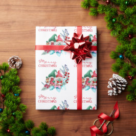 Watercolor Christmas Gnome Geschenkpapier