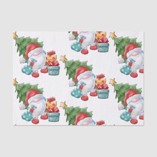 Watercolor Christmas Gnome Seidenpapier (Vorderseite)