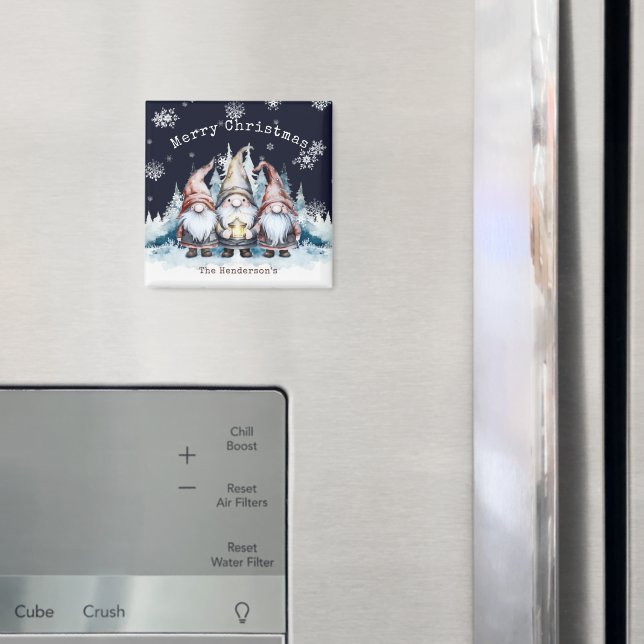 Watercolor Christmas Gnomes Personalized Magnet (In Situ (Kühlschrank))