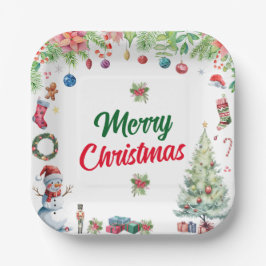 Watercolor Christmas Holiday Party Pappteller
