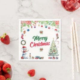 Watercolor Christmas Holiday Party Serviette