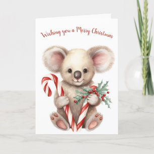 Watercolor Christmas Koala Bear Feiertagskarte