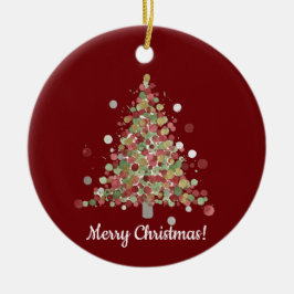 Watercolor Christmas Polka Dot Tree Keramik Ornament