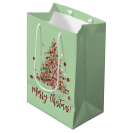 Watercolor Christmas Polka Dot Tree Mittlere Geschenktüte