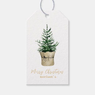 Watercolor Christmas Tree boho Stil Geschenkanhänger