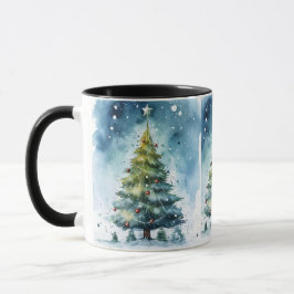 Watercolor Christmas Tree Winter Wonderland Holida Tasse