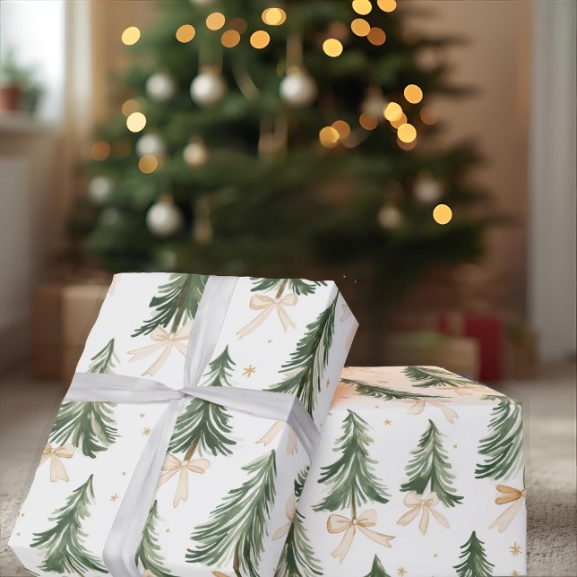 Watercolor Christmas Tree Wrapping Paper Geschenkpapier (Von Creator hochgeladen)