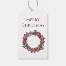 Watercolor Christmas Wreath with Berries Geschenkanhänger