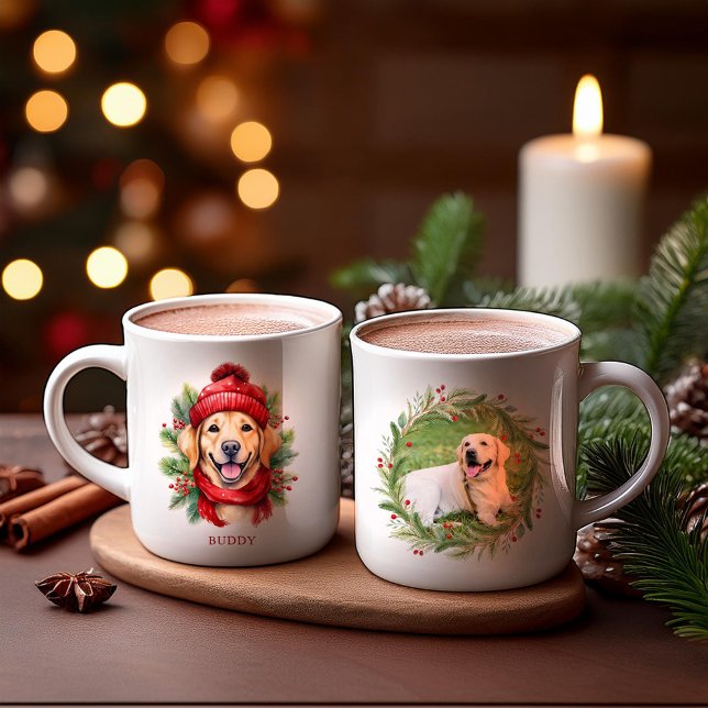 Watercolor Christmas Yellow Labrador Dog Kaffeetasse (Von Creator hochgeladen)
