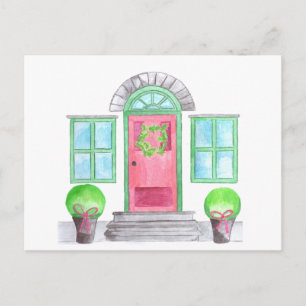 Watercolor Christmas Zuhause Postkarte