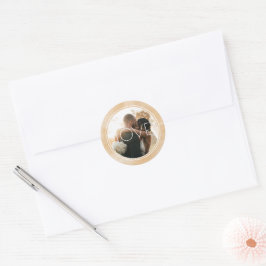 Watercolor Circle Caramel Gold Agate Custom Photo Runder Aufkleber