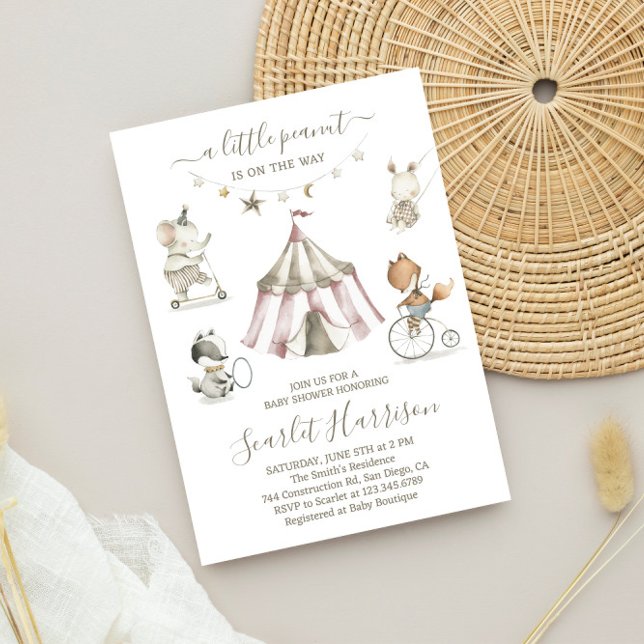 Watercolor Circus Animaux Baby shower Invitation (Créateur téléchargé)
