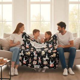 Watercolor Circus Tent Elephants Lions Family  Fleecedecke