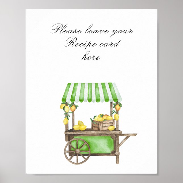 Watercolor citrus bridal shower - Recipe card Poster (Vorne)