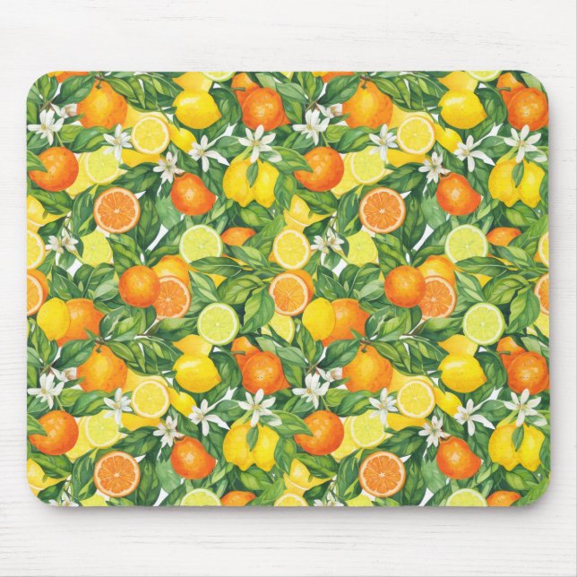 Watercolor Citrus Garden Mouse Pad Mousepad (Vorne)