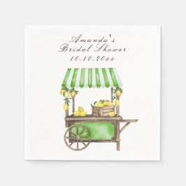 Watercolor Citrus Lemon Cart Bridal Shower Serviette