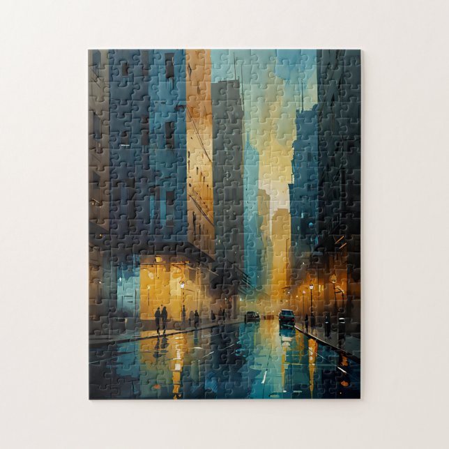 Watercolor Cityscape Puzzle urbain Abstrait (Vertical)