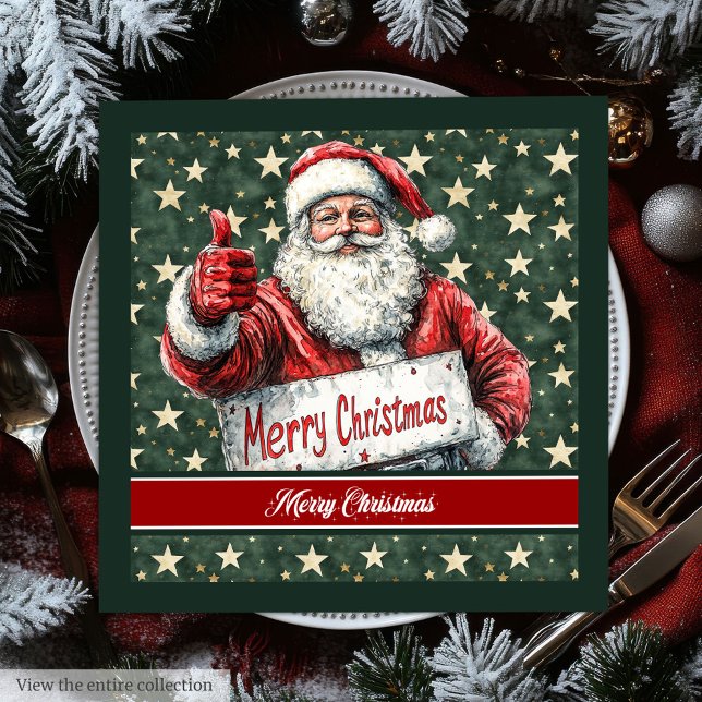 Watercolor Classic Santa Claus Familie Napkins Serviette (Watercolor Classic Santa Claus Family Napkins)