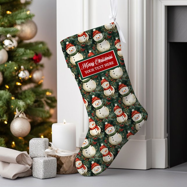 Watercolor Classic Weihnachtsfest Strumpf Personal Großer Weihnachtsstrumpf (Watercolor Classic Christmas Stocking Personalized)