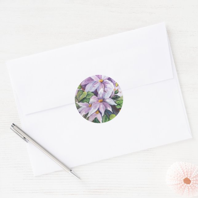 Watercolor clematics ROUND STICKER (Umschlag)