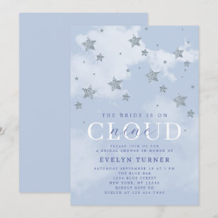 Watercolor Cloud 9 Sterne Blau Weiße Brautparty Einladung