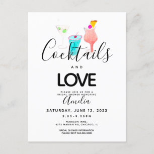 Watercolor-Cocktails  Junggesellinnen-Abschied Bra Postkarte
