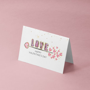 watercolor coeur amour script carte valentine