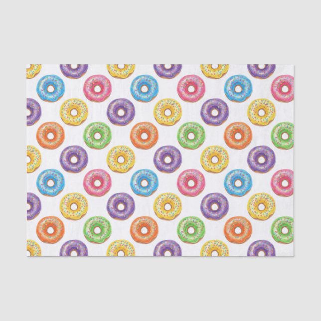 Watercolor Colorful Donuts with Sprinkles  Seidenpapier (Vorderseite)