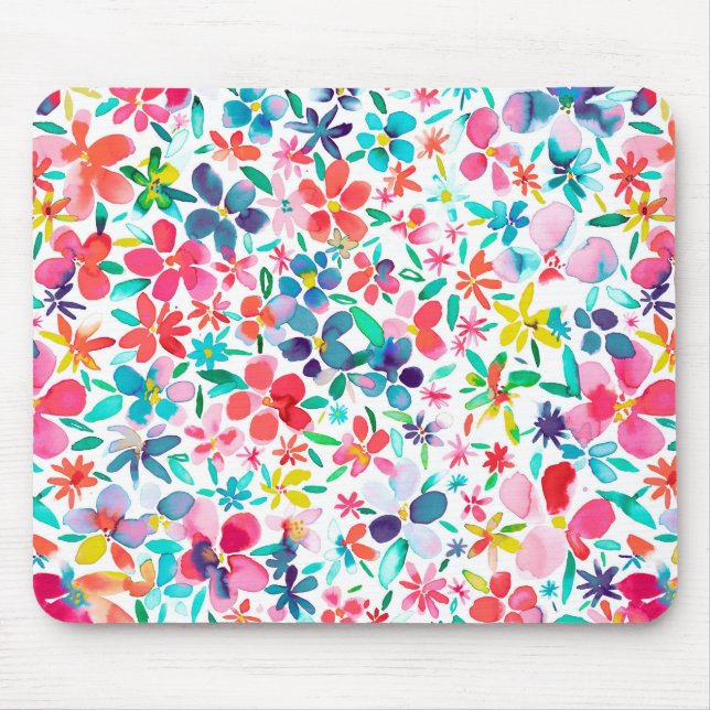 Watercolor Colorful Flower Petals Mousepad (Vorne)