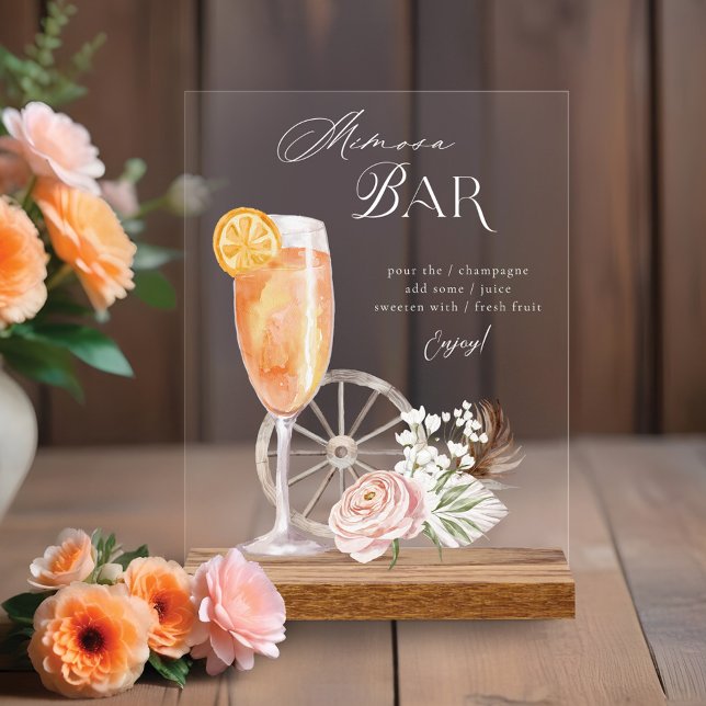 Watercolor Comté Western Watercolor Bar Mimosa (Watercolor County Western Watercolor Mimosa Bar Po Acrylic Sign)