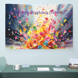 Watercolor Confetti Explosion Birthday Banne Banner