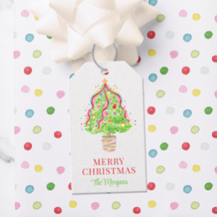 Watercolor Confetti Weihnachtsbaum Geschenkanhänger