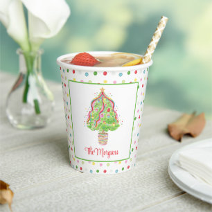 Watercolor Confetti Weihnachtsbaum Pappbecher