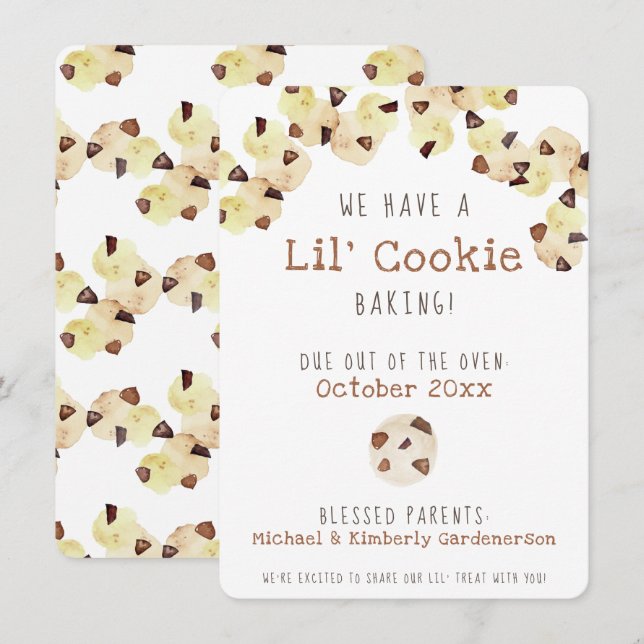 Watercolor Cookie Pregnancy Ankündigung (Vorne/Hinten)