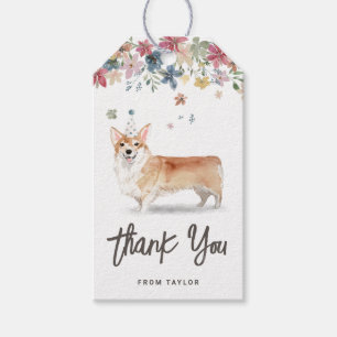 Watercolor Corgi Dog Geburtstagsparty Danke Geschenkanhänger