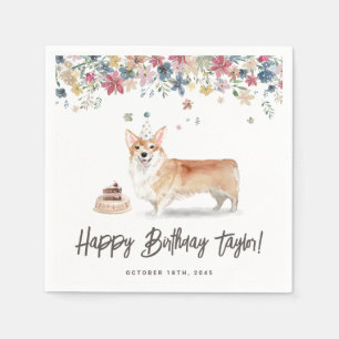 Watercolor Corgi Dog Geburtstagsparty Danke Serviette