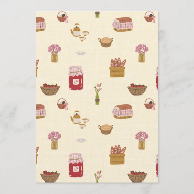 Watercolor Cottagecore Kitchen Seamless Pattern Einladung (Vorderseite)