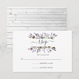 Watercolor Cotton Lavender Country Wedding RSVP Ca Karte